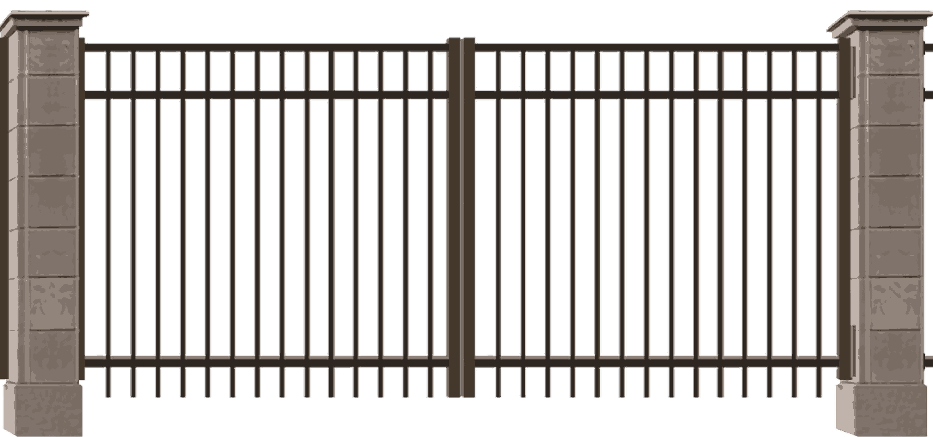 Aluminum fence with masonry columns