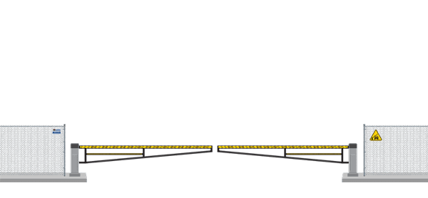 Automated Barrier swing gate  in closed position