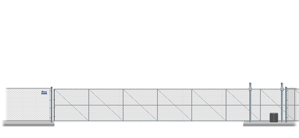 Automated chain link cantilever gate in closed position
