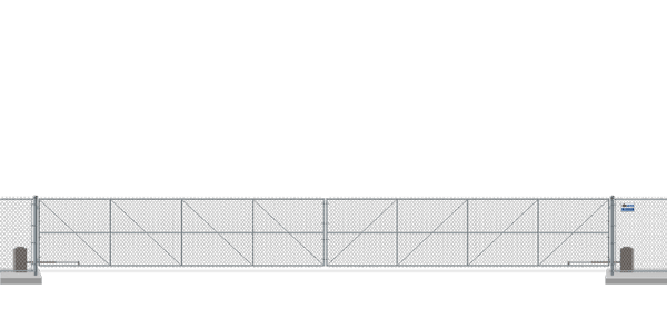 Automated chain link swing gate in closed position