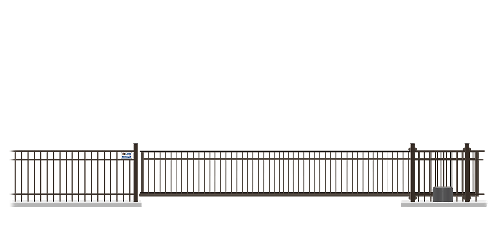 Automated Metal cantilever gate  in closed position