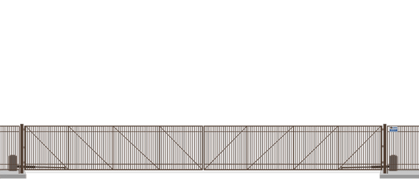 Automated Metal swing gate in closed position