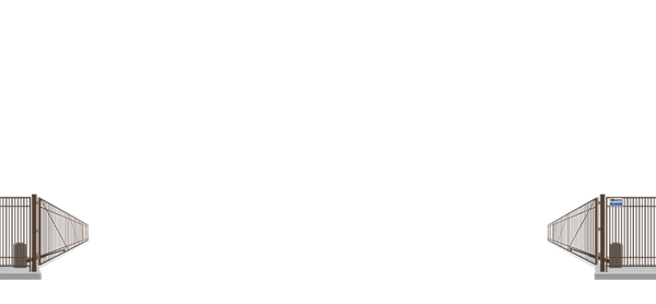 Automated Metal swing gate in open position