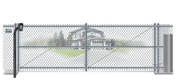 Chain Link sliding estate gate in closed position