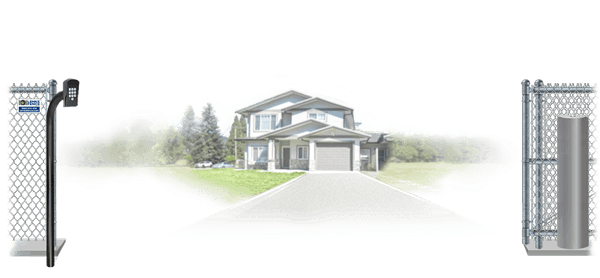 Chain Link sliding estate gate in open position