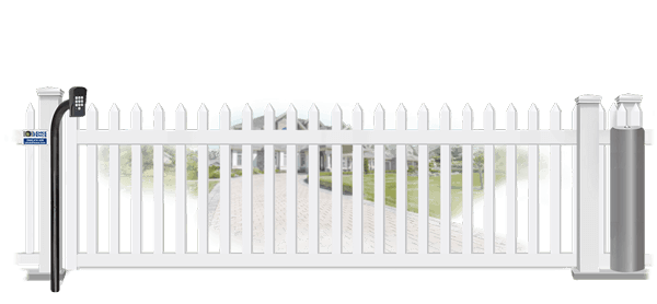 Vinyl sliding estate gate in closed position