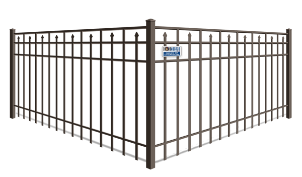 Alternating picket commercial ornamental iron fence in Southern Wisconsin