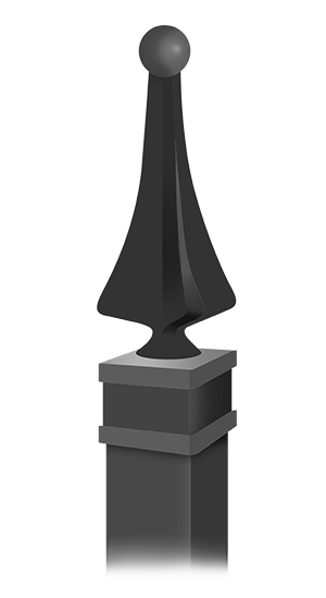 Quad Flare  finial for aluminum fence picket